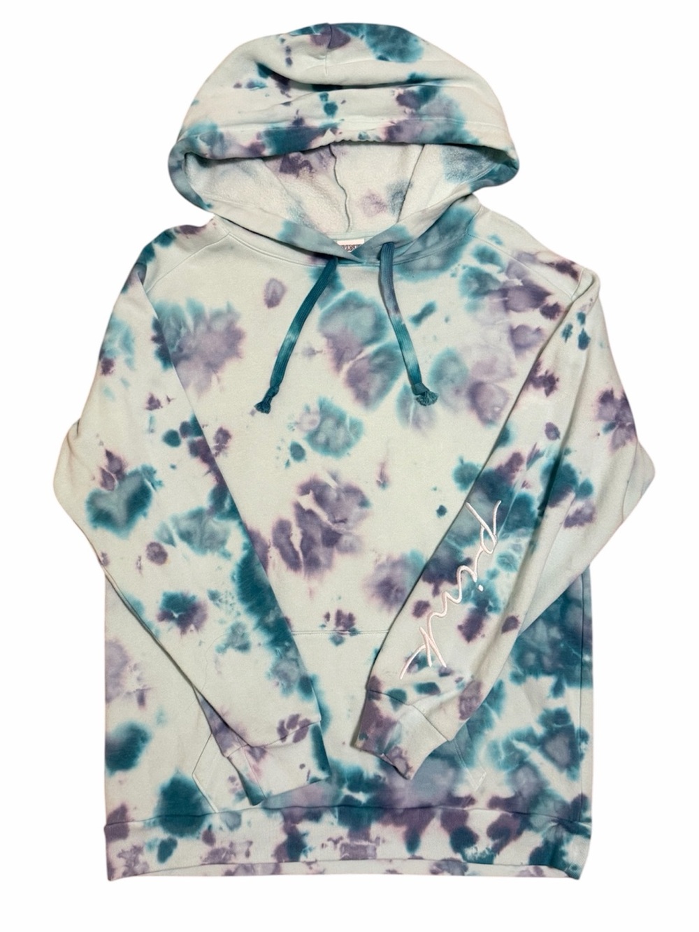 VS PINK Purple & Blue Tie Dyed Hooded Pullover Sweatshirt